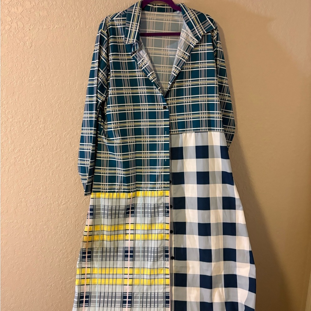 Plaid Patchwork Long Coat